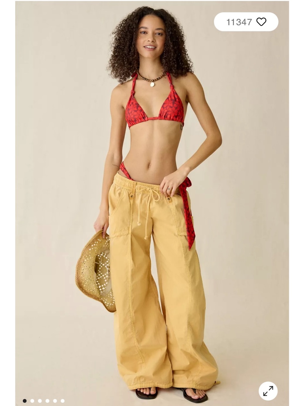 Urban Outfitters Mustard Wide-Leg Drawstring Utility Pants